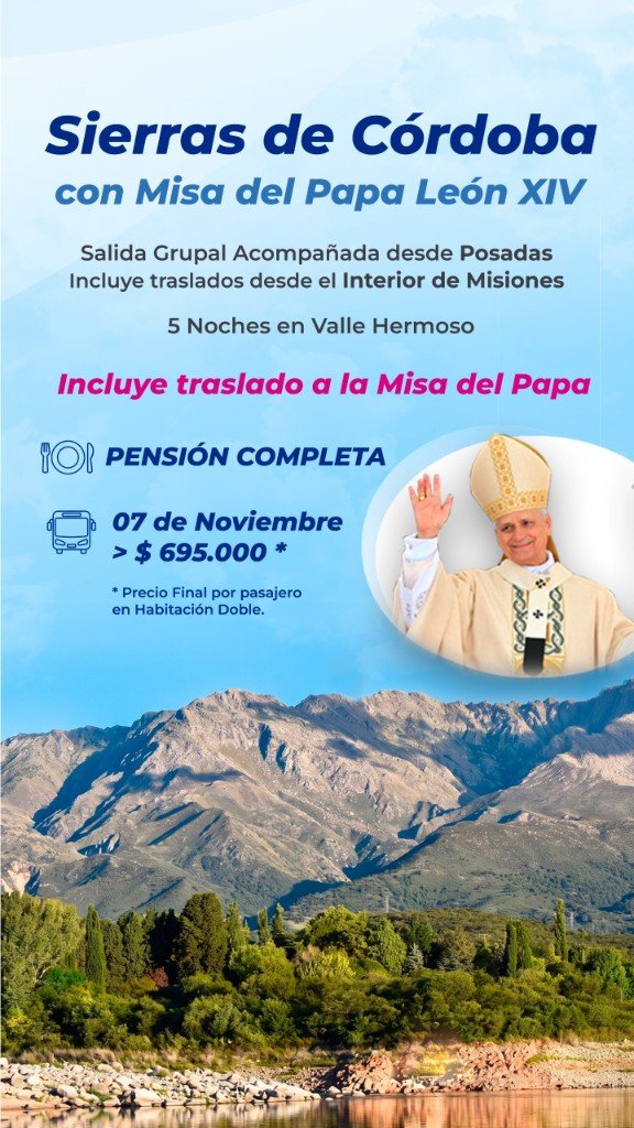 Sierras de Córdoba con Misa del Papa León XIV